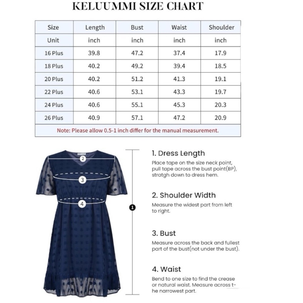 NWT Dress Chiffon Swiss Dot Midi V Neck Short Bell Sleeves Flowy Plus Si… - Picture 6 of 8